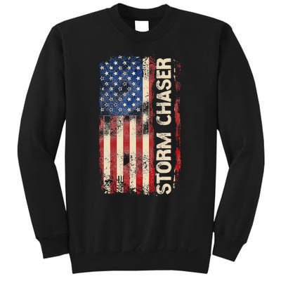 Storm Chaser Hurricane Meteorology Tornado Usa American Flag Sweatshirt