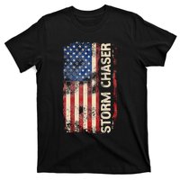 Storm Chaser Hurricane Meteorology Tornado Usa American Flag T-Shirt