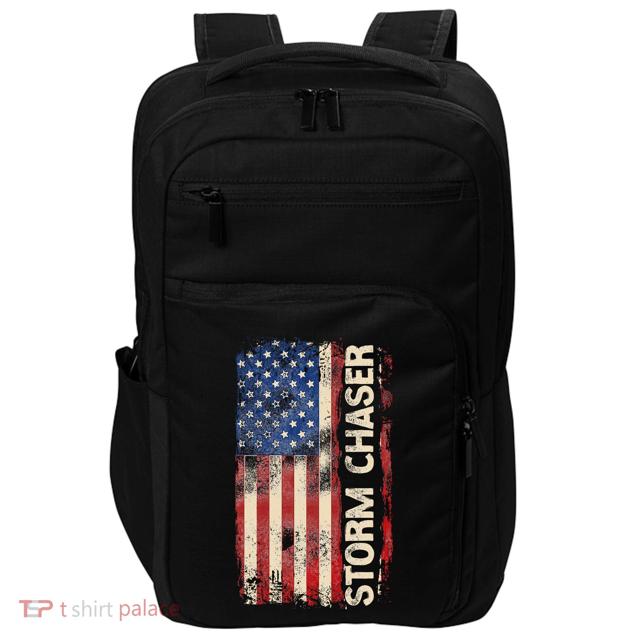 Storm Chaser Hurricane Meteorology Tornado Usa American Flag Impact Tech Backpack