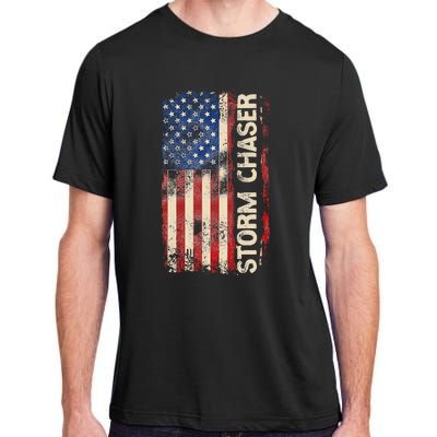 Storm Chaser Hurricane Meteorology Tornado Usa American Flag Adult ChromaSoft Performance T-Shirt