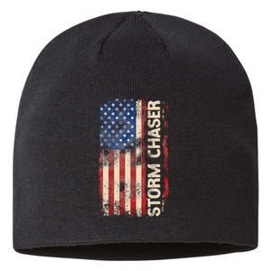 Storm Chaser Hurricane Meteorology Tornado Usa American Flag Sustainable Beanie