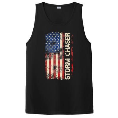 Storm Chaser Hurricane Meteorology Tornado Usa American Flag PosiCharge Competitor Tank