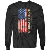 Storm Chaser Hurricane Meteorology Tornado Usa American Flag Tie-Dye Long Sleeve Shirt