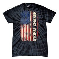 Storm Chaser Hurricane Meteorology Tornado Usa American Flag Tie-Dye T-Shirt