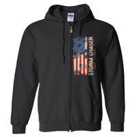 Storm Chaser Hurricane Meteorology Tornado Usa American Flag Full Zip Hoodie