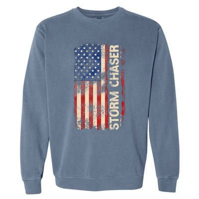 Storm Chaser Hurricane Meteorology Tornado Usa American Flag Garment-Dyed Sweatshirt