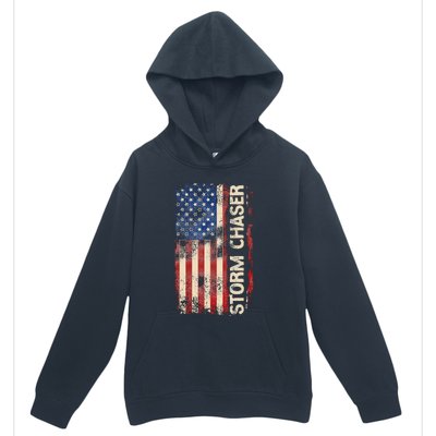 Storm Chaser Hurricane Meteorology Tornado Usa American Flag Urban Pullover Hoodie