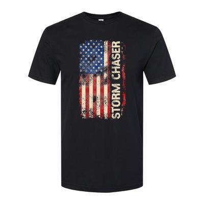 Storm Chaser Hurricane Meteorology Tornado Usa American Flag Softstyle CVC T-Shirt