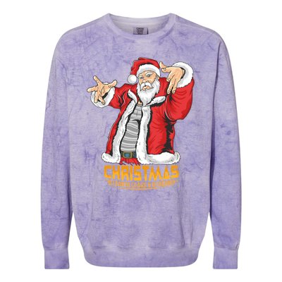 Santa Claus Hip Hop Dj Music Xmas Pajama Christmas Party Cute Gift Colorblast Crewneck Sweatshirt