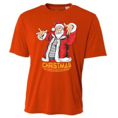 Santa Claus Hip Hop Dj Music Xmas Pajama Christmas Party Cute Gift Cooling Performance Crew T-Shirt