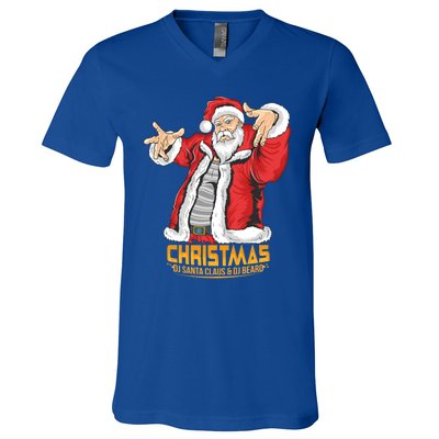 Santa Claus Hip Hop Dj Music Xmas Pajama Christmas Party Cute Gift V-Neck T-Shirt