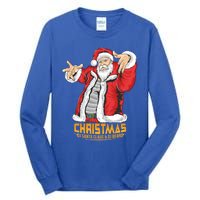 Santa Claus Hip Hop Dj Music Xmas Pajama Christmas Party Cute Gift Tall Long Sleeve T-Shirt