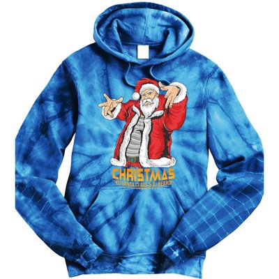 Santa Claus Hip Hop Dj Music Xmas Pajama Christmas Party Cute Gift Tie Dye Hoodie