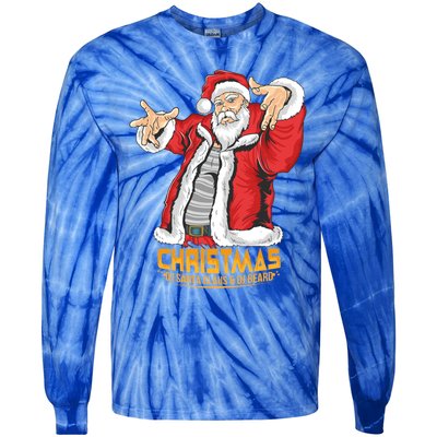 Santa Claus Hip Hop Dj Music Xmas Pajama Christmas Party Cute Gift Tie-Dye Long Sleeve Shirt