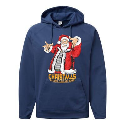 Santa Claus Hip Hop Dj Music Xmas Pajama Christmas Party Cute Gift Performance Fleece Hoodie