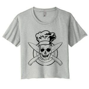 Skull ChefS Hat Cooking Bbq Grilling Women's Crop Top Tee