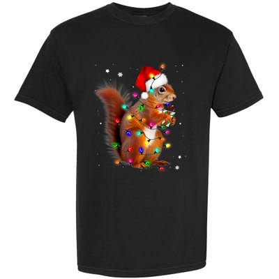 Squirrel Christmas Hat Santa Pajama Squirrels Lover Xmas Garment-Dyed Heavyweight T-Shirt