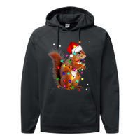 Squirrel Christmas Hat Santa Pajama Squirrels Lover Xmas Performance Fleece Hoodie