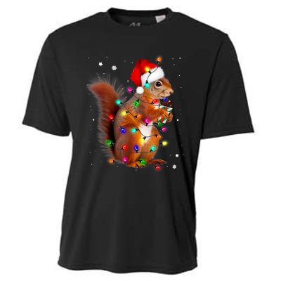 Squirrel Christmas Hat Santa Pajama Squirrels Lover Xmas Cooling Performance Crew T-Shirt