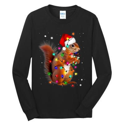 Squirrel Christmas Hat Santa Pajama Squirrels Lover Xmas Tall Long Sleeve T-Shirt