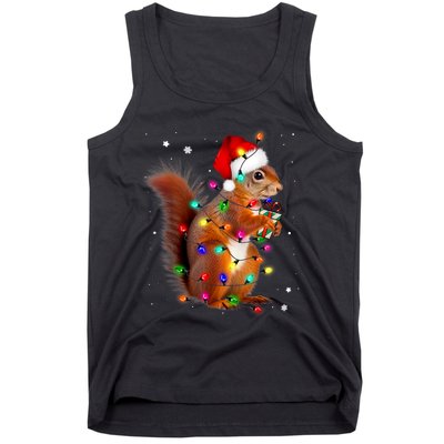 Squirrel Christmas Hat Santa Pajama Squirrels Lover Xmas Tank Top