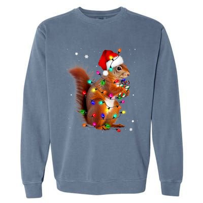 Squirrel Christmas Hat Santa Pajama Squirrels Lover Xmas Garment-Dyed Sweatshirt