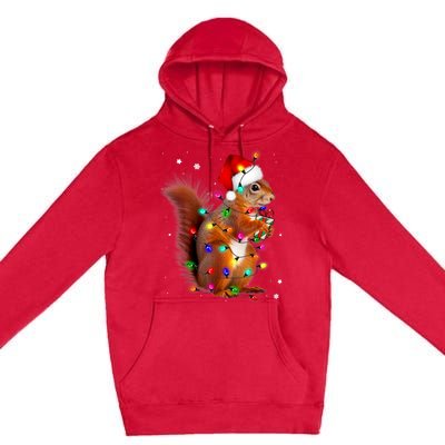 Squirrel Christmas Hat Santa Pajama Squirrels Lover Xmas Premium Pullover Hoodie