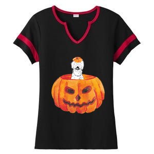 Silkie Chicken Happy Halloween Pumpkin Farm Animal Lover Meaningful Gift Ladies Halftime Notch Neck Tee