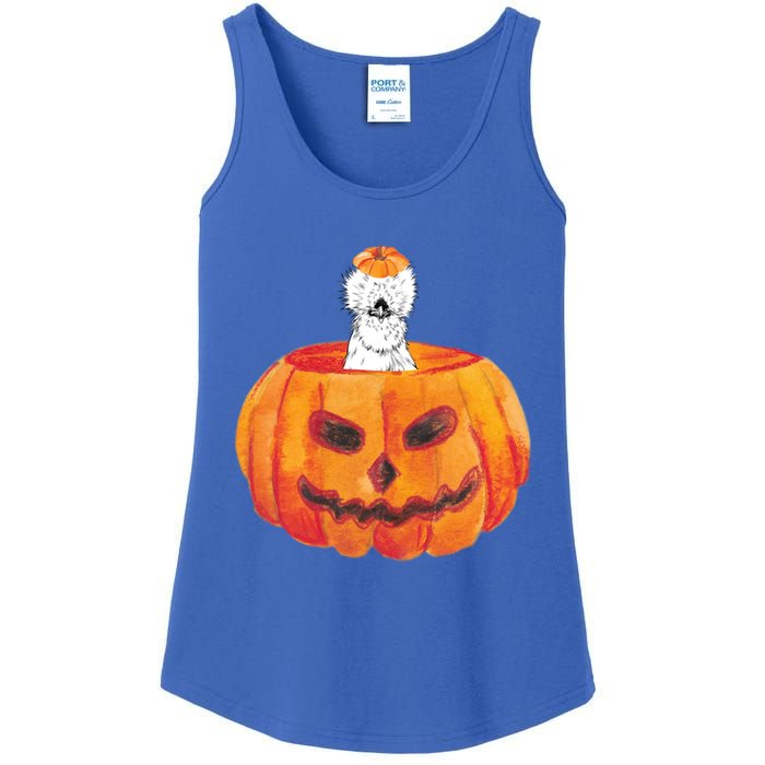 Silkie Chicken Happy Halloween Pumpkin Farm Animal Lover Meaningful Gift Ladies Essential Tank