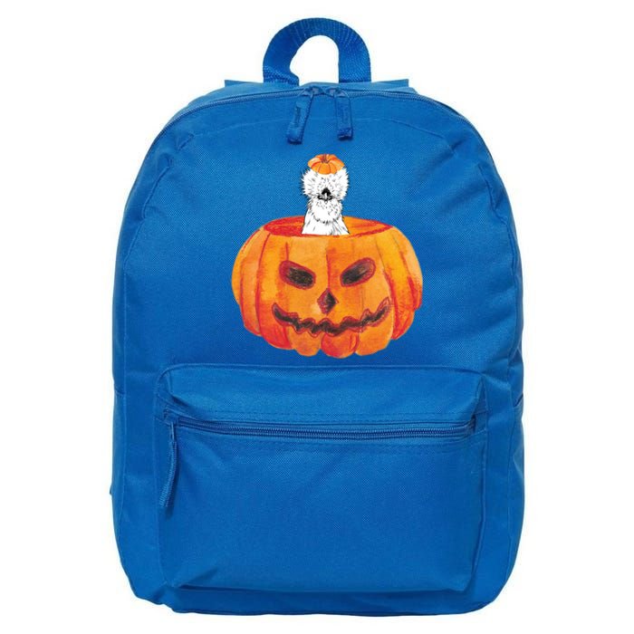 Silkie Chicken Happy Halloween Pumpkin Farm Animal Lover Meaningful Gift 16 in Basic Backpack