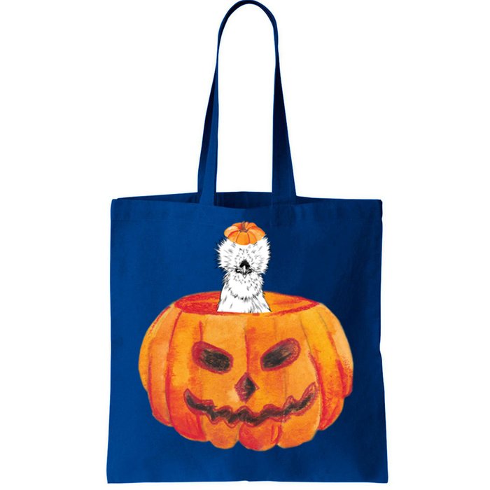 Silkie Chicken Happy Halloween Pumpkin Farm Animal Lover Meaningful Gift Tote Bag