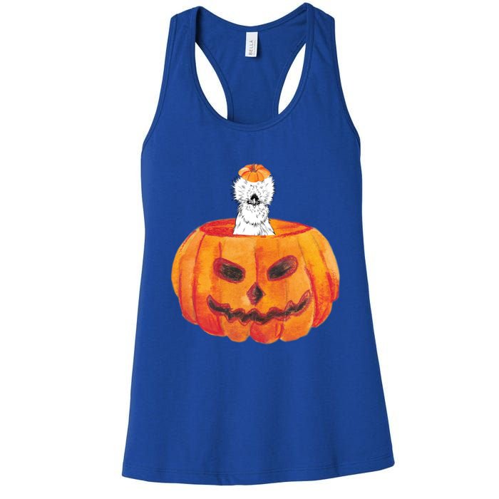 Silkie Chicken Happy Halloween Pumpkin Farm Animal Lover Meaningful Gift Women's Racerback Tank