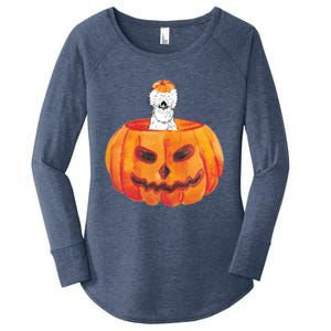 Silkie Chicken Happy Halloween Pumpkin Farm Animal Lover Meaningful Gift Women's Perfect Tri Tunic Long Sleeve Shirt