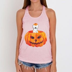 Silkie Chicken Happy Halloween Pumpkin Farm Animal Lover Meaningful Gift Women's Knotted Racerback Tank