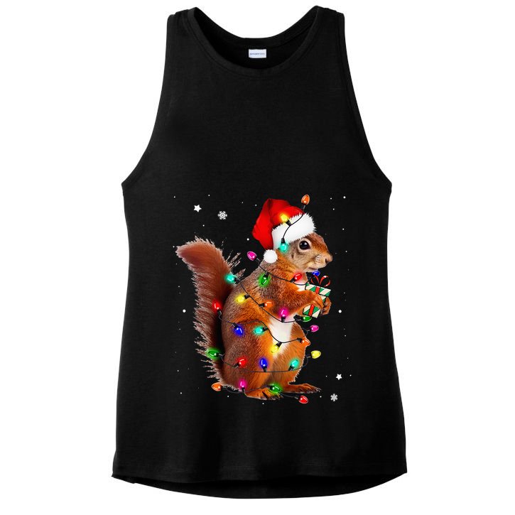 Squirrel Christmas Hat Santa Pajama Squirrels Lover Xmas Ladies PosiCharge Tri-Blend Wicking Tank