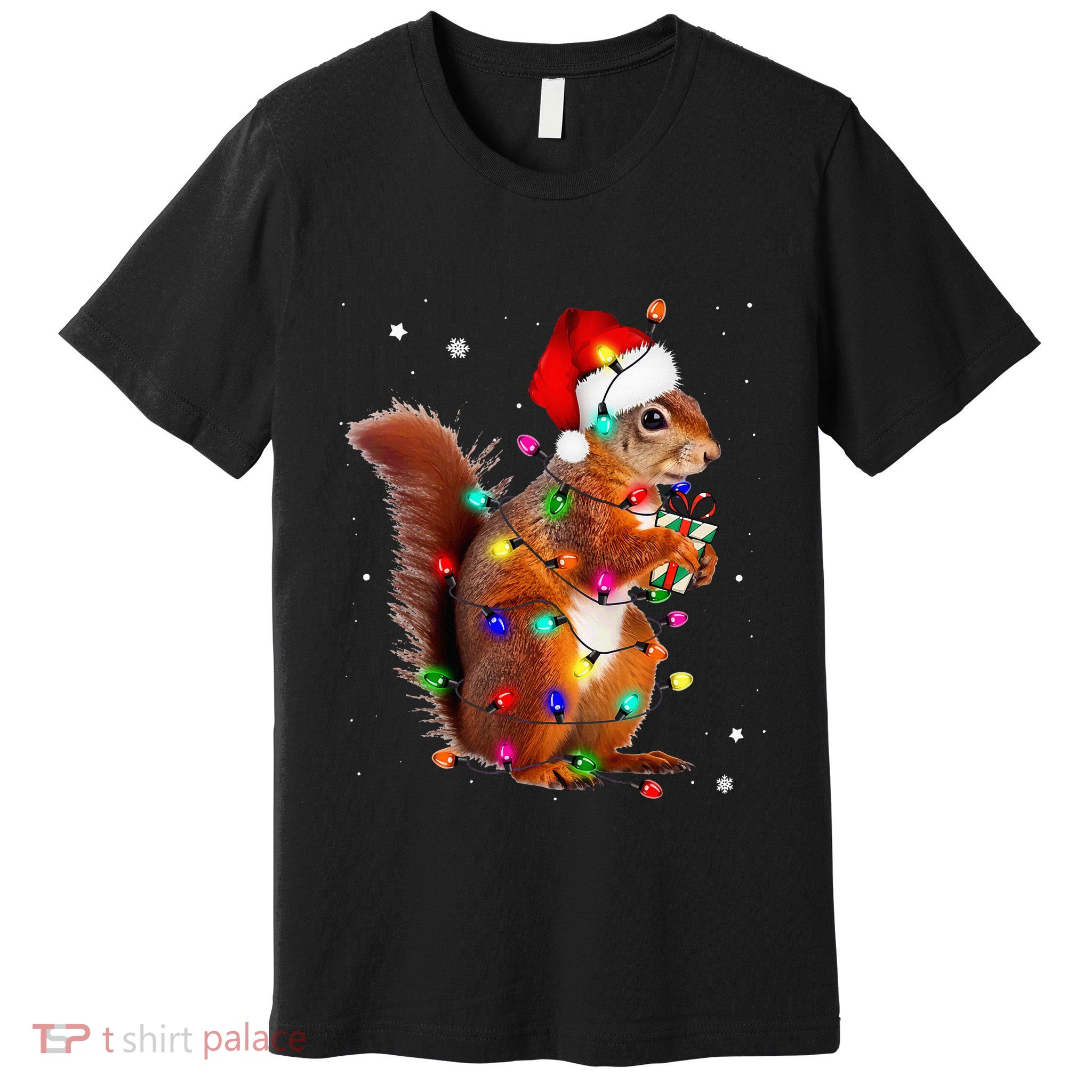 Squirrel Christmas Hat Santa Pajama Squirrels Lover Xmas Premium T-Shirt
