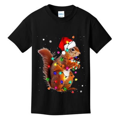 Squirrel Christmas Hat Santa Pajama Squirrels Lover Xmas Kids T-Shirt