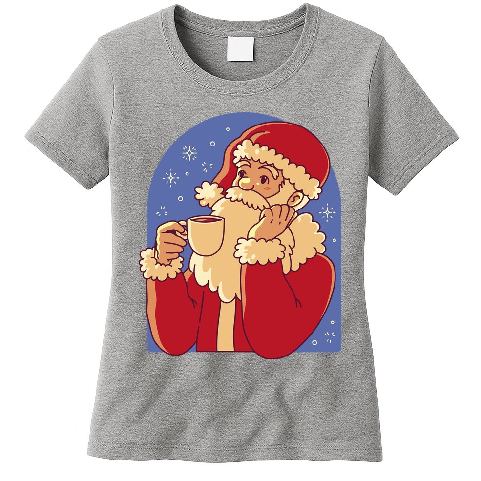 Santa Claus Hot Coco Christmas Holiday Womens T-Shirt
