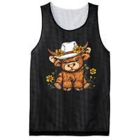 Scottish Cute Highland Cow Cattle Hairy Cow Flowers Mesh Reversible Basketball Jersey Tank