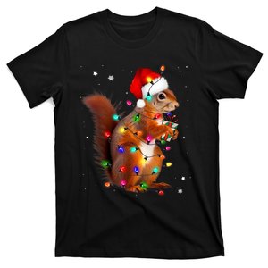 Squirrel Christmas Hat Santa Pajama Squirrels Lover Xmas T-Shirt