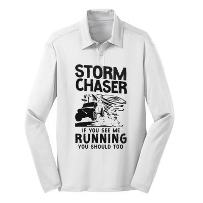 Storm Chaser Hurricane Meteorology Tornado Storm Chaser If Silk Touch Performance Long Sleeve Polo