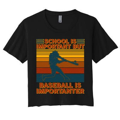 School Is Important But Baseball Is Importanter Crop Top