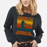 School Is Important But Baseball Is Importanter Cropped Pullover Crew
