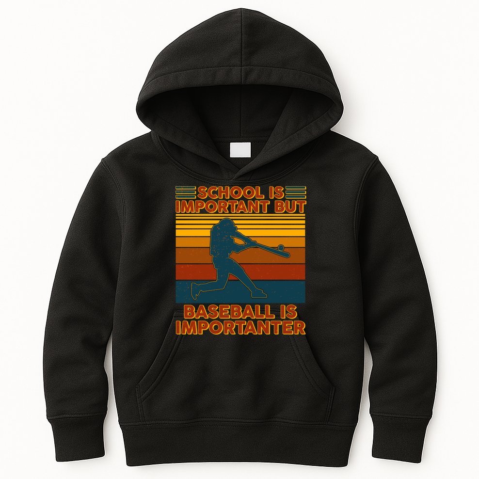 School Is Important But Baseball Is Importanter Kids Hoodie