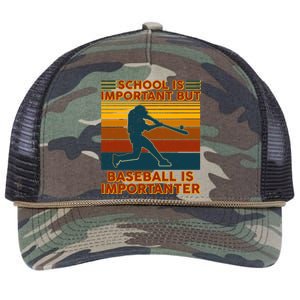 School Is Important But Baseball Is Importanter Retro Rope Trucker Hat Cap