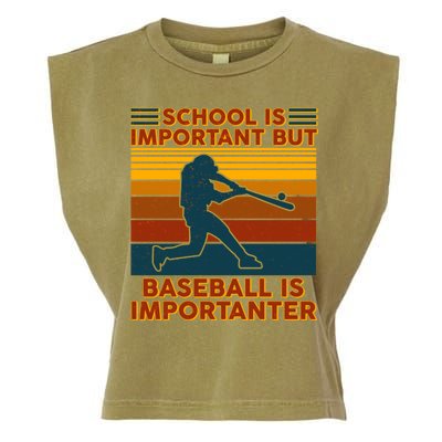 School Is Important But Baseball Is Importanter Garment-Dyed Women's Muscle Tee