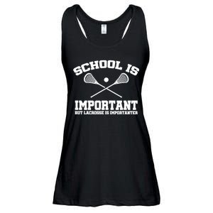 School Is Important But Lacrosse Is Importanter Ladies Essential Flowy Tank