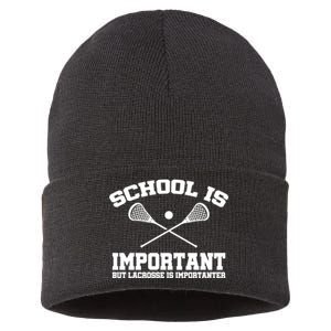 School Is Important But Lacrosse Is Importanter Sustainable Knit Beanie