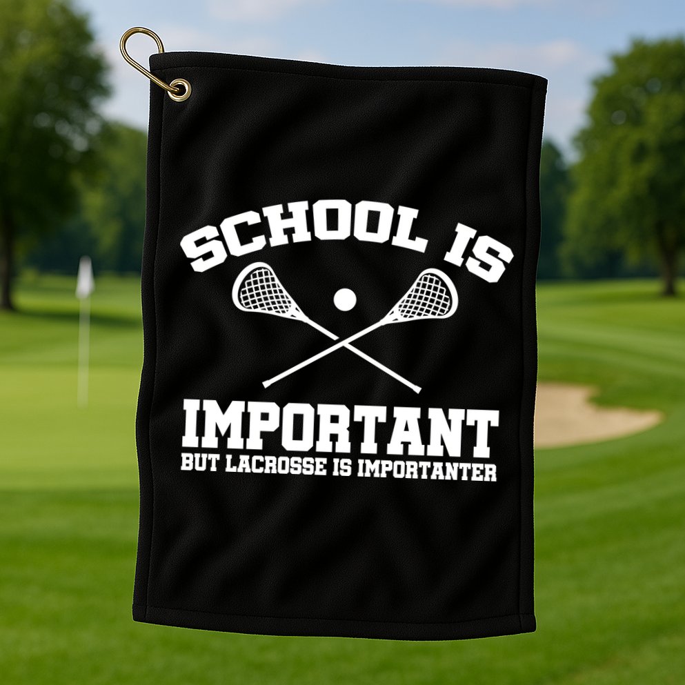 School Is Important But Lacrosse Is Importanter Golf Towel