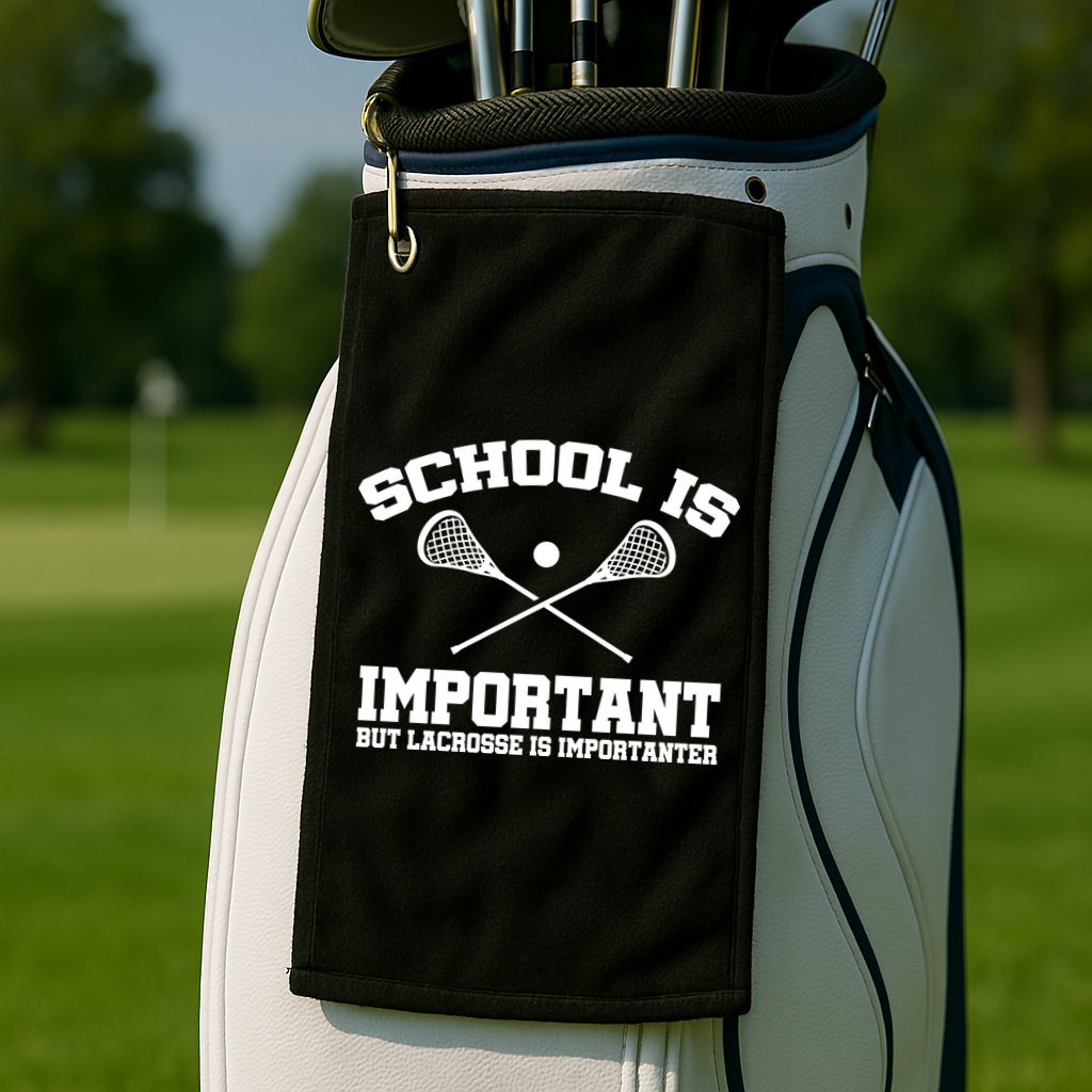 School Is Important But Lacrosse Is Importanter Golf Towel